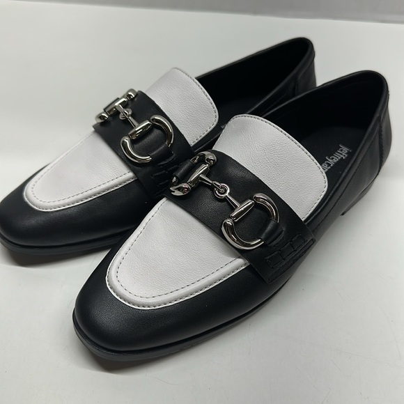 Jeffrey Campbell Loafers Velviteen Bit Leather Flat Shoes Leather Black White 7 - Picture 2 of 11